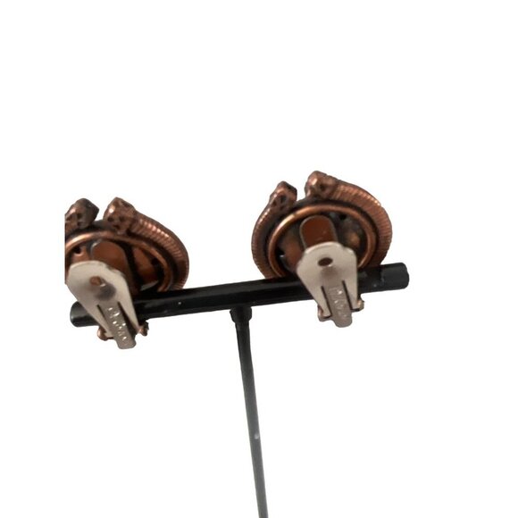 Renoir Vintage Copper Rose Goldtone Button Clip-on Earrings - Picture 6 of 6